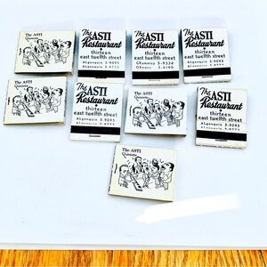 The Asti Restaurant Vintage Matchbook Lot(9) Most Unstruck Read Meet Adolpho